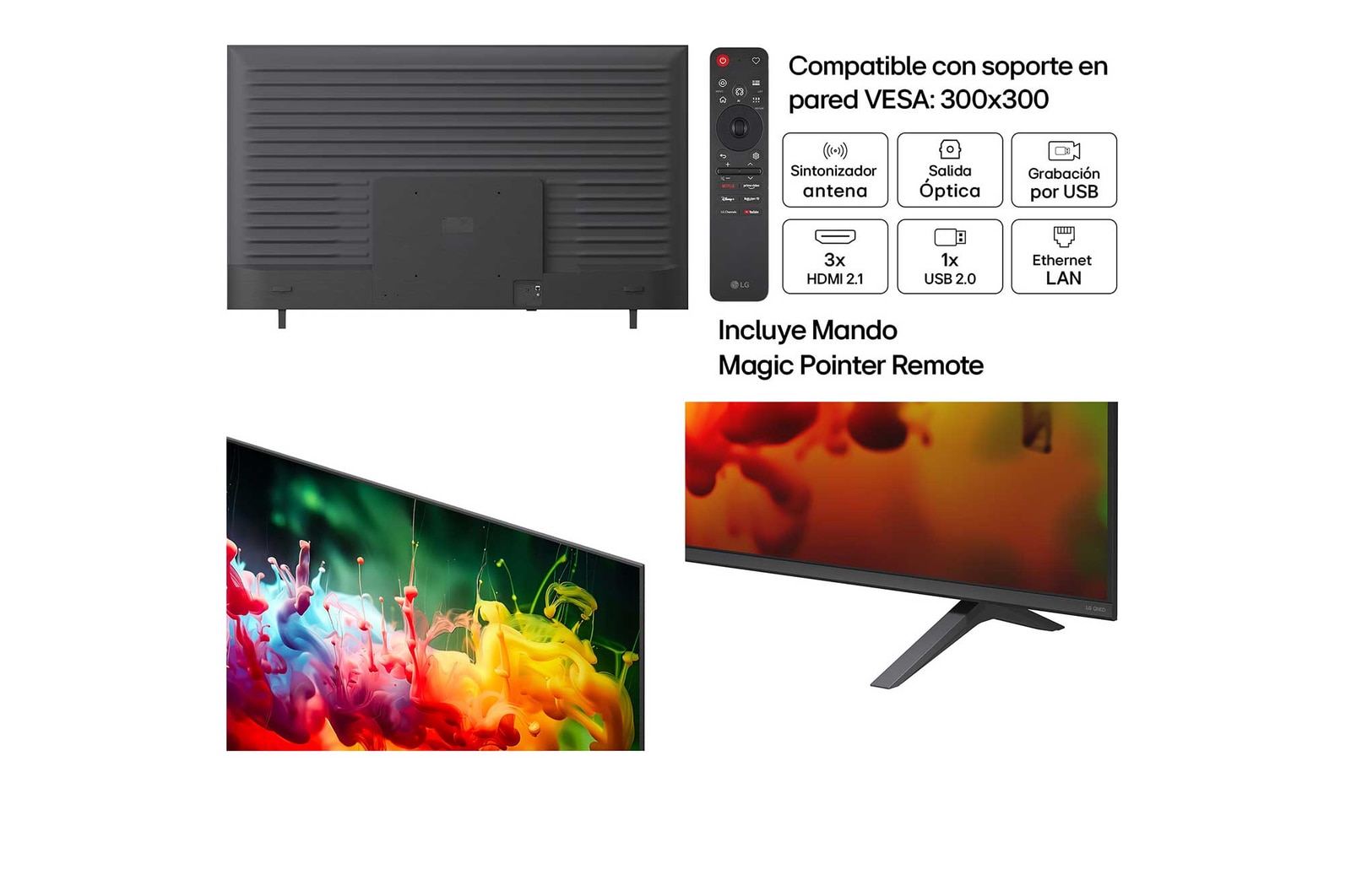 LG QNED AI QNED70 Mini LED Ultra Big TV is wall-mounted in a bright living room, showing an intense soccer moment with vivid colors and refined picture quality across a wide screen, as a family seated on sofas cheers together.