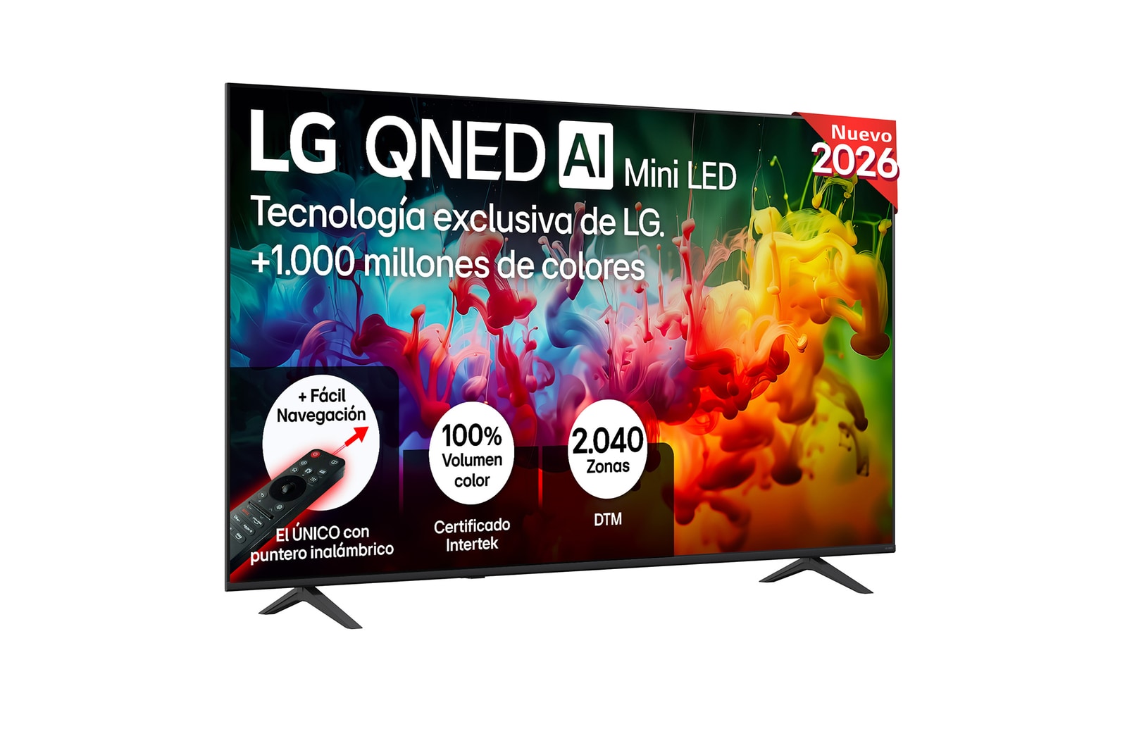 Vista frontal de Smart TV LG QNED MiniLED AI QNED72 75 pulgadas 4K 2026 75QNED72B6A