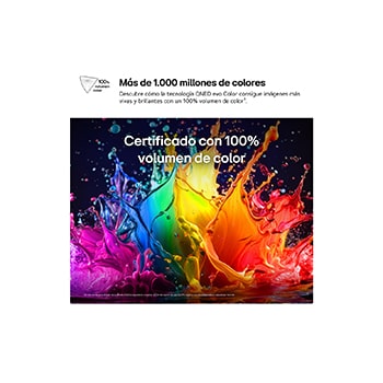 LG QNED AI QNED70 Mini LED with Dynamic QNED Color fills the screen with vivid, fluid bursts of multicolored, paint-like motion, showcasing enhanced color vibrancy certified for 100% Color Volume.