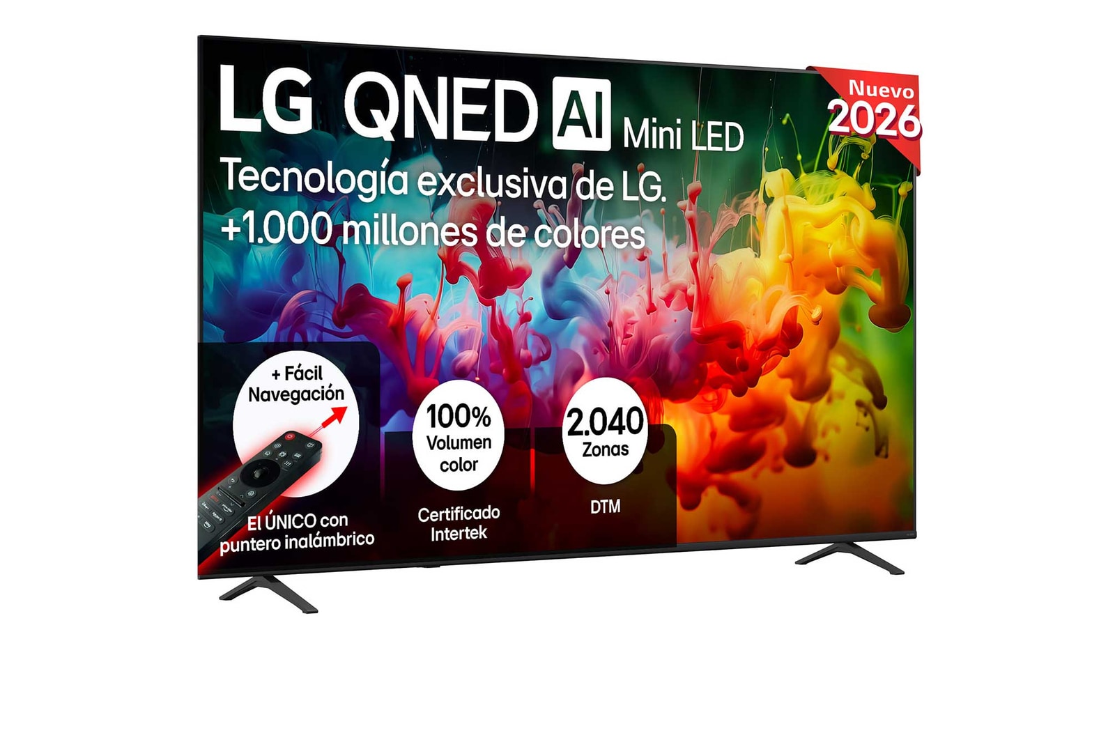 Vista frontal de Smart TV LG QNED MiniLED AI QNED70 85 pulgadas 4K 2026 85QNED70B6A