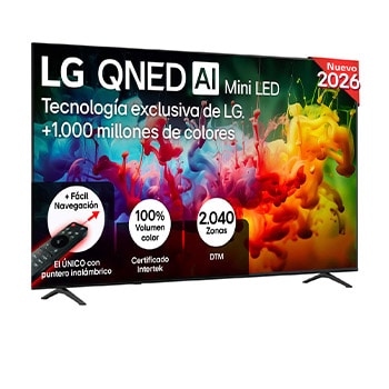 Vista frontal de Smart TV LG QNED MiniLED AI QNED70 85 pulgadas 4K 2026 85QNED70B6A