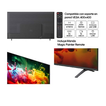 LG QNED AI QNED70 Mini LED shown in front and side views highlights an 85-inch display with a 1890 mm-wide screen, 1088 mm screen height, 1148 mm height with stand, a 72.4 mm profile depth, and a stand footprint measuring 1565 by 362 mm.