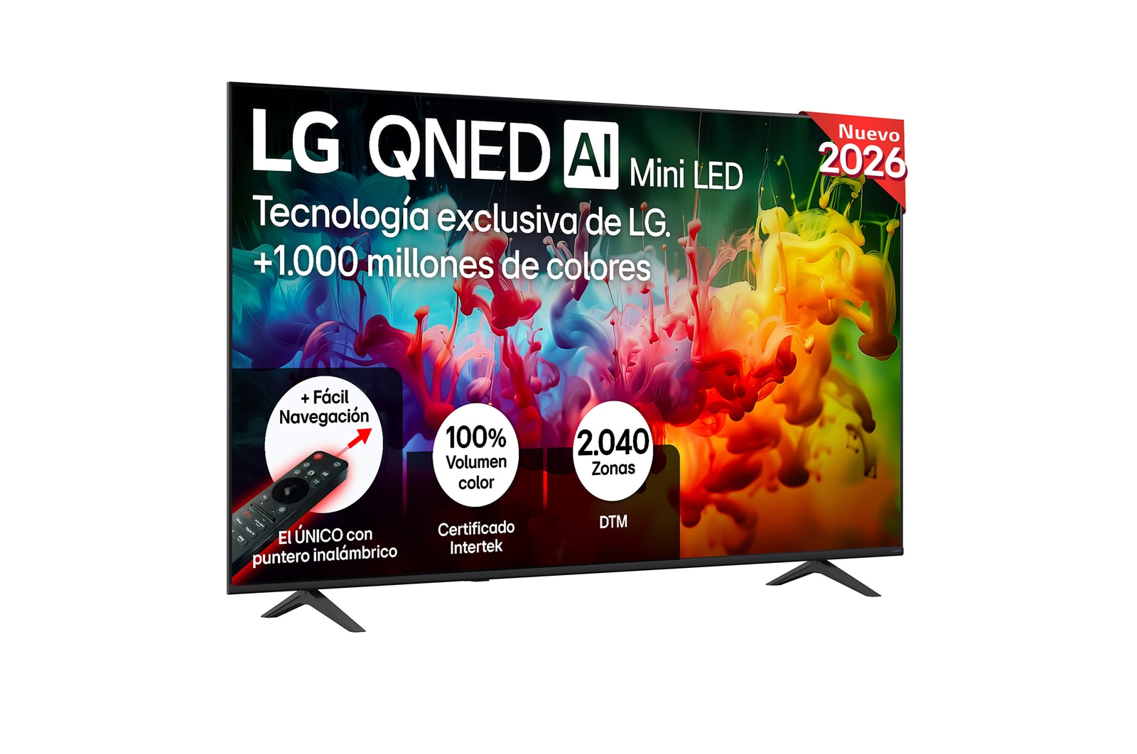 Vista frontal de Smart TV LG QNED MiniLED AI QNED72 85 pulgadas 4K 2026 85QNED72B6A