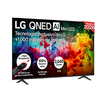 Vista frontal de Smart TV LG QNED MiniLED AI QNED72 85 pulgadas 4K 2026 85QNED72B6A