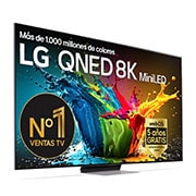 Front view of LG QNED TV, QNED99 with text of LG QNED 8K MiniLED and 2024 on screen
