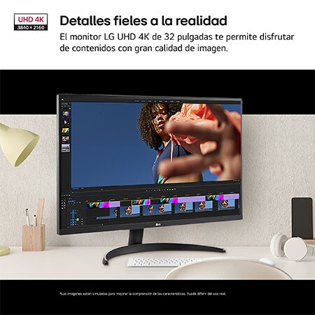 LG Outlet Monitor LG UltraFine 32", 4K UHD (3840x2160), AMD FreeSync, HDR10, DCI-P3 90%, altavoces integrados., 32UR500-B.OUTLET