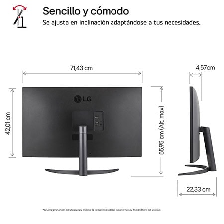 LG Outlet Monitor LG UltraFine 32", 4K UHD (3840x2160), AMD FreeSync, HDR10, DCI-P3 90%, altavoces integrados., 32UR500-B.OUTLET