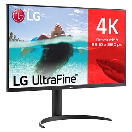 Vista frontal de Outlet Monitor LG UltraFine 32&#34;, 4K UHD (3840x2160), AMD FreeSync, HDR10, DCI-P3 90%, altavoces integrados, diseño ergonómico. 32UR550-B.OUTLET