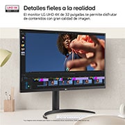 LG Monitor LG UltraFine 32", 4K UHD (3840x2160), AMD FreeSync, HDR10, DCI-P3 90%, altavoces integrados, diseño ergonómico., 32UR550VW-B.EEU