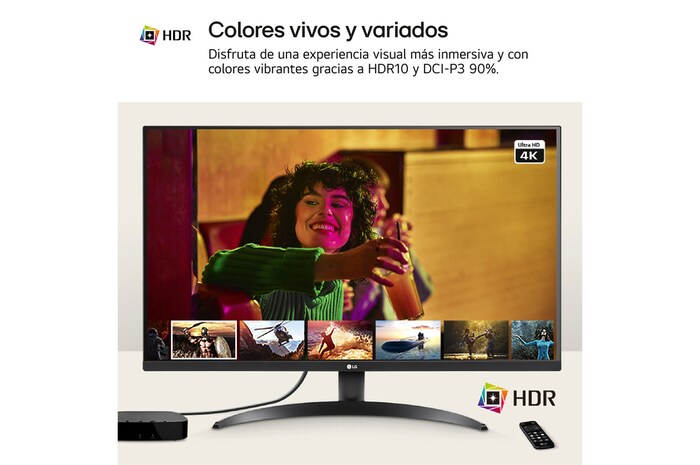 LG Monitor LG UltraFine 32", 4K UHD (3840x2160), AMD FreeSync, HDR10, DCI-P3 90%, altavoces integrados, diseño ergonómico., 32UR550VW-B.EEU