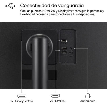 LG Outlet Monitor LG UltraFine 32", 4K UHD (3840x2160), AMD FreeSync, HDR10, DCI-P3 90%, altavoces integrados, diseño ergonómico., 32UR550-B.OUTLET