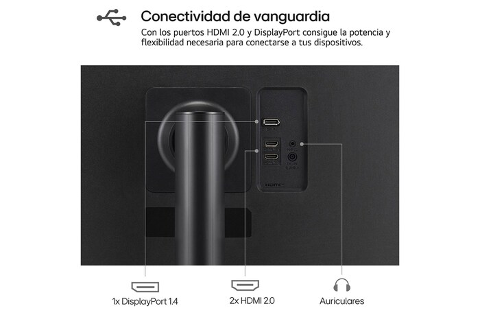 LG Monitor LG UltraFine 32", 4K UHD (3840x2160), AMD FreeSync, HDR10, DCI-P3 90%, altavoces integrados, diseño ergonómico., 32UR550VW-B.EEU