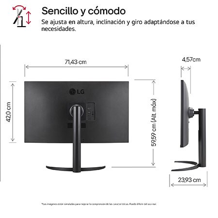 LG Outlet Monitor LG UltraFine 32", 4K UHD (3840x2160), AMD FreeSync, HDR10, DCI-P3 90%, altavoces integrados, diseño ergonómico., 32UR550-B.OUTLET