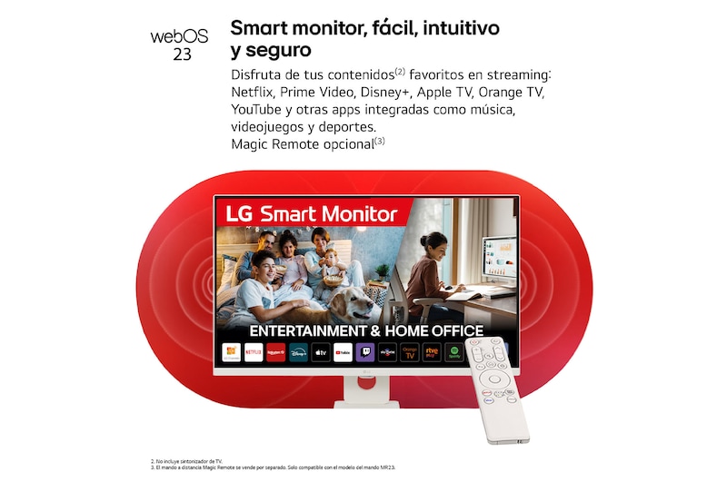 LG Smart Monitor 32'', 4K UHD, 60 Hz, webOS 23, USB tipo-C, DCI-P3 90% , 32SR73UW-W.EEU