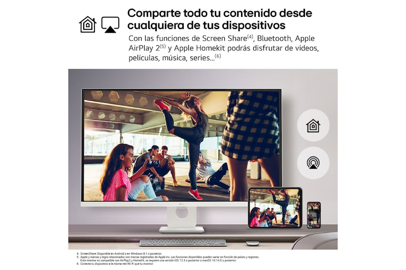 LG Smart Monitor 32'', 4K UHD, 60 Hz, webOS 23, USB tipo-C, DCI-P3 90% , 32SR73UW-W.EEU
