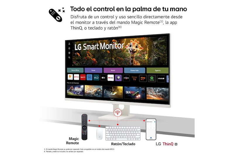 LG Smart Monitor 32'', 4K UHD, 60 Hz, webOS 23, USB tipo-C, DCI-P3 90% , 32SR73UW-W.EEU