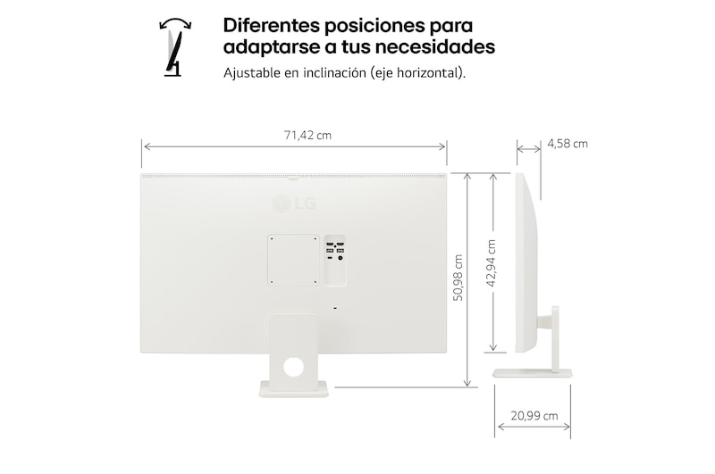 LG Smart Monitor 32'', 4K UHD, 60 Hz, webOS 23, USB tipo-C, DCI-P3 90% , 32SR73UW-W.EEU
