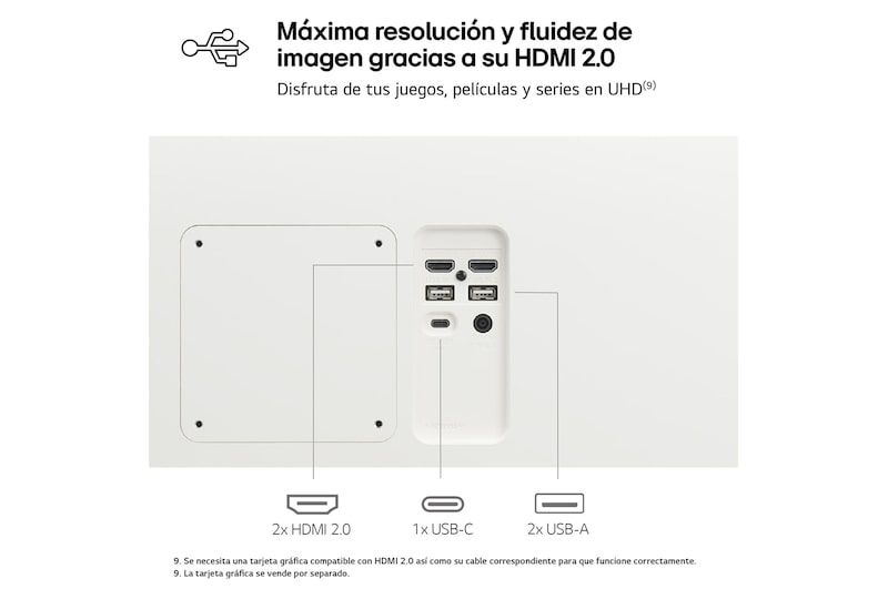 LG Smart Monitor 32'', 4K UHD, 60 Hz, webOS 23, USB tipo-C, DCI-P3 90% , 32SR73UW-W.EEU