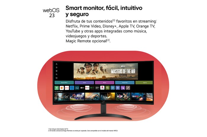 smart monitor screen, the webOS interface is displayed