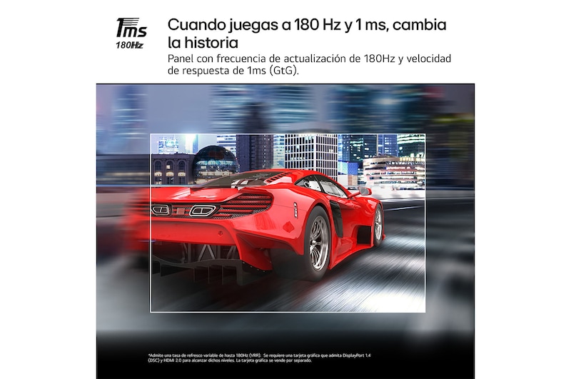 LG Monitor Gaming LG UltraGear, 24", VA, FHD (1920x1080), 180Hz, 1 ms, 24GS50F-B