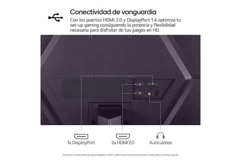 LG Monitor Gaming LG UltraGear, 24", VA, FHD (1920x1080), 180Hz, 1 ms, 24GS50F-B