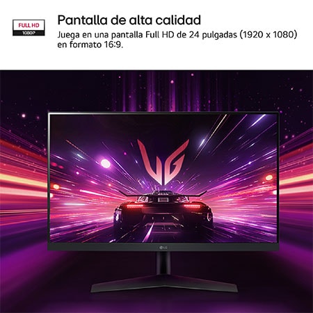 LG Outlet Monitor Gaming LG UltraGear™ de 24 pulgadas | Full HD de 180Hz IPS con tiempo de respuesta de 1ms (GtG), compatible con G-SYNC® FreeSync™, 24GS60F-B.OUTLET