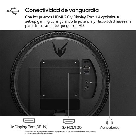 LG Outlet Monitor Gaming LG UltraGear™ de 24 pulgadas | Full HD de 180Hz IPS con tiempo de respuesta de 1ms (GtG), compatible con G-SYNC® FreeSync™, 24GS60F-B.OUTLET