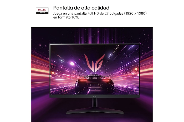 LG Monitor Gaming LG UltraGear, 27", IPS, FHD (1920x1080), 180Hz, 1 ms, 27GS60F-B