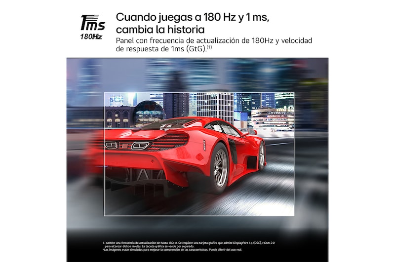 LG  Monitor gaming UltraGear™ FHD 180Hz de 27 pulgadas | 1ms (GtG), HDR10, FreeSync™, 27GS65F-B