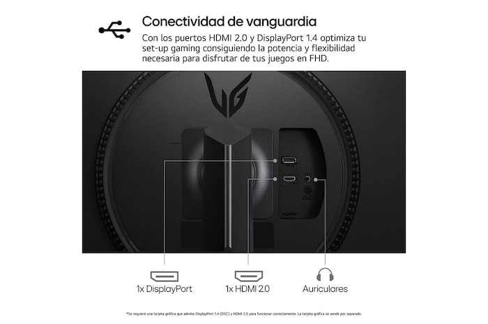 LG  Monitor gaming UltraGear™ FHD 180Hz de 27 pulgadas | 1ms (GtG), HDR10, FreeSync™, 27GS65F-B