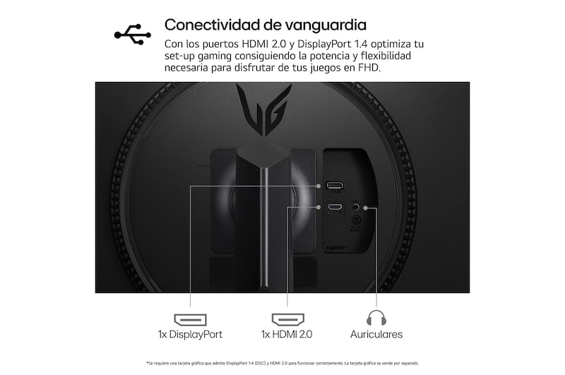 LG  Monitor gaming UltraGear™ FHD 180Hz de 27 pulgadas | 1ms (GtG), HDR10, FreeSync™, 27GS65F-B