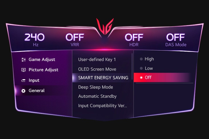 Imagen de configuración GUI de SMART ENERGY SAVING.