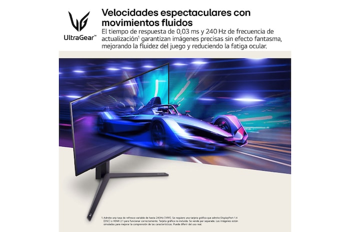 LG Monitor Gaming OLED LG UltraGear, 27", OLED QHD (2560x1440), 240Hz, 0,03 ms, 27GS95QE-B