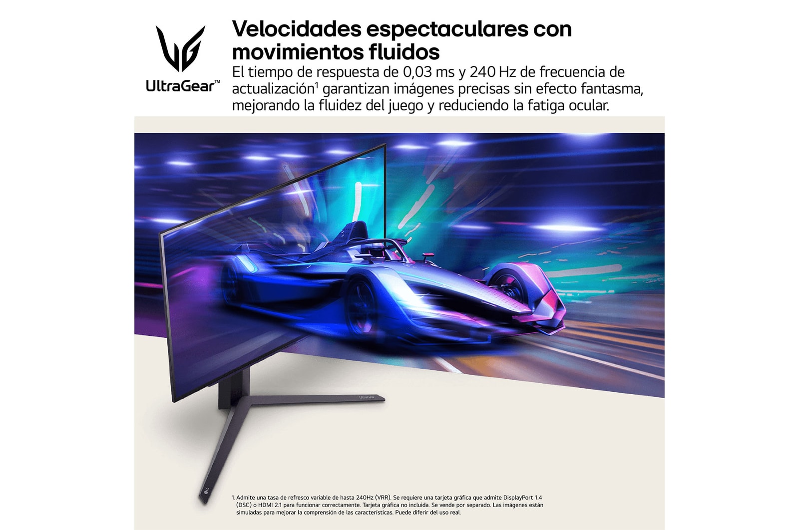 LG UltraGear™ de 27 pulgadas Monitor Gaming OLED QHD de 240Hz | 0.03ms de tiempo de respuesta, Compatible con G-SYNC®, FreeSync™ Premium Pro, 27GS95QE-B