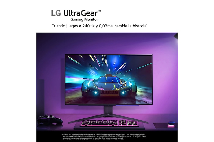 LG Monitor Gaming OLED LG UltraGear, 27", OLED QHD (2560x1440), 240Hz, 0,03 ms, 27GS95QE-B