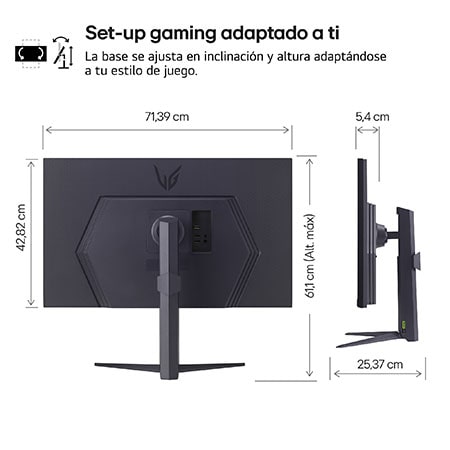 side view of the monitor moving downwards for height adjustment