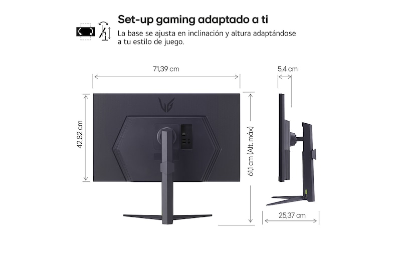 side view of the monitor moving downwards for height adjustment