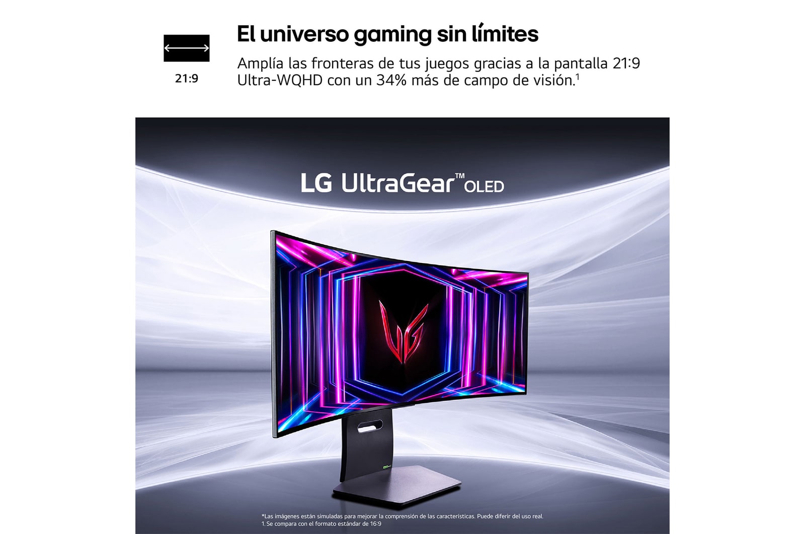 LG UltraGear™ de 34 pulgadas Monitor Gaming OLED WQHD Curvo de 240Hz | 0,03ms tiempo de respuesta, Compatible con G-SYNC®, FreeSync™ Premium Pro, 34GS95QE-B