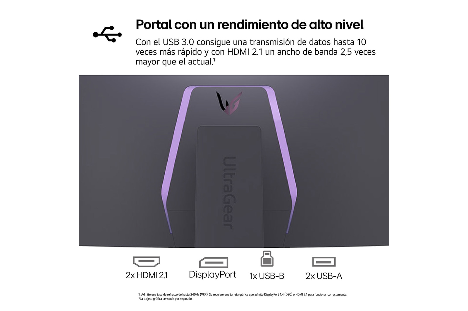 LG UltraGear™ de 34 pulgadas Monitor Gaming OLED WQHD Curvo de 240Hz | 0,03ms tiempo de respuesta, Compatible con G-SYNC®, FreeSync™ Premium Pro, 34GS95QE-B