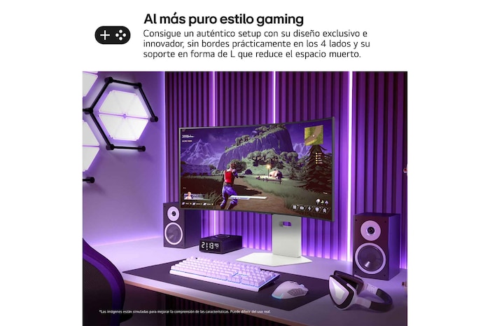 LG Monitor Gaming Smart OLED LG UltraGear, 34", webOS 24, OLED WQHD (3440x1440), 240Hz, 0,03 ms, 21:9, Curvo 800R, 34GX90SA-W