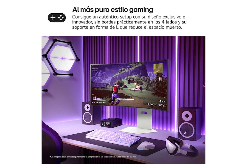 LG Monitor Gaming Smart OLED LG UltraGear, 34", webOS 24, OLED WQHD (3440x1440), 240Hz, 0,03 ms, 21:9, Curvo 800R, 34GX90SA-W