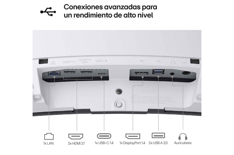 LG Monitor Gaming Smart OLED LG UltraGear, 34", webOS 24, OLED WQHD (3440x1440), 240Hz, 0,03 ms, 21:9, Curvo 800R, 34GX90SA-W