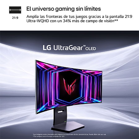 LG Outlet LG UltraGear™ de 39 pulgadas Monitor Gaming Curvo OLED WQHD de 240Hz | 0.03ms tiempo de respuesta, Compatible con G-SYNC®, FreeSync™ Premium Pro, 39GS95QE-B.OUTLET