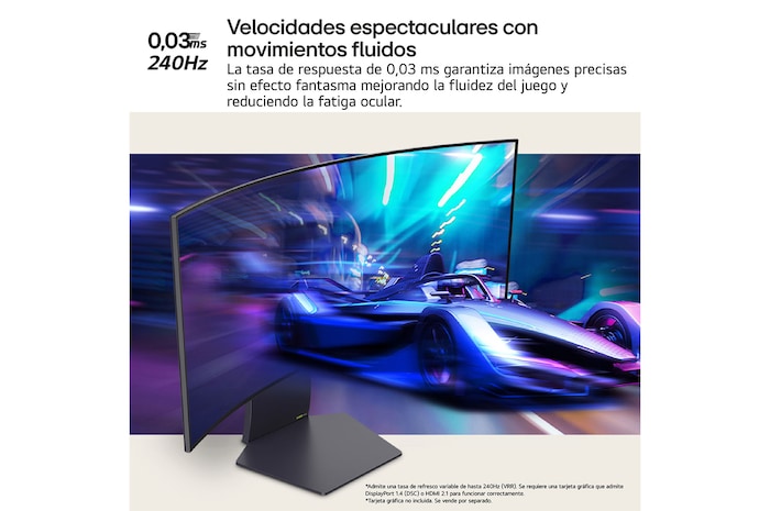 LG UltraGear™ de 39 pulgadas Monitor Gaming Curvo OLED WQHD de 240Hz | 0.03ms tiempo de respuesta, Compatible con G-SYNC®, FreeSync™ Premium Pro, 39GS95QE-B