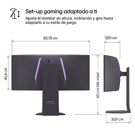 LG Outlet LG UltraGear™ de 39 pulgadas Monitor Gaming Curvo OLED WQHD de 240Hz | 0.03ms tiempo de respuesta, Compatible con G-SYNC®, FreeSync™ Premium Pro, 39GS95QE-B.OUTLET