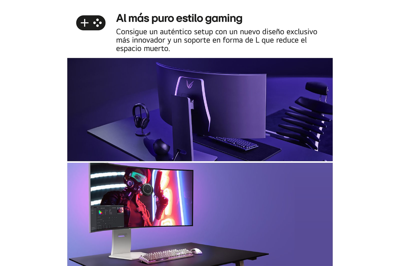 LG Monitor LG UltraGear OLED  gaming 39'',  WQHD, 240 Hz, 0,03ms , G-SYNC Compatible y FreeSync Premium Pro, HDR10, DCI-P3 98.5%, 39GS95QE-W