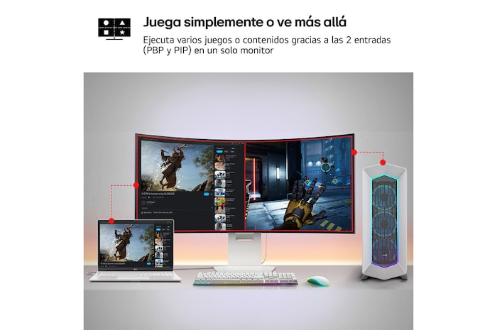 LG Monitor LG UltraGear OLED gaming 31.5'', 4K UHD, Dual Mode (240/480) Hz, 0,03ms , G-SYNC Compatible y FreeSync Premium Pro, HDR10, DCI-P3 98.5%, 39GS95QE-W