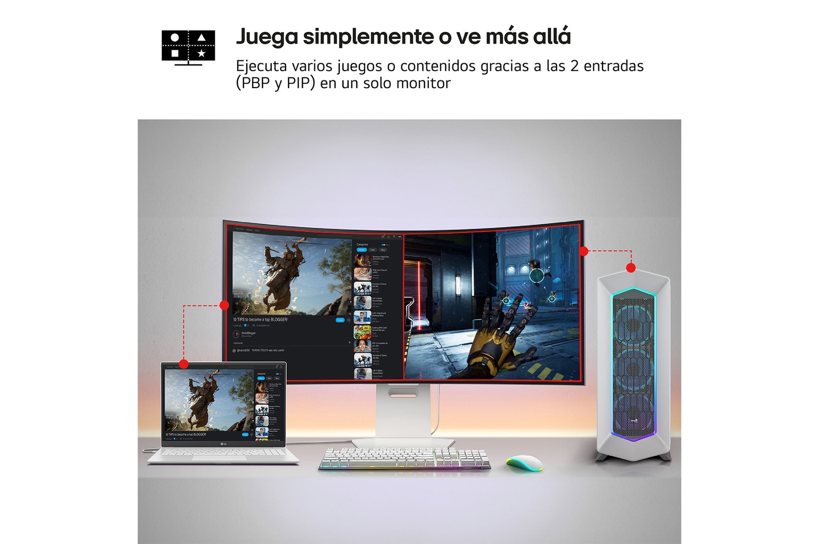 LG Monitor LG UltraGear OLED  gaming 39'',  WQHD, 240 Hz, 0,03ms , G-SYNC Compatible y FreeSync Premium Pro, HDR10, DCI-P3 98.5%, 39GS95QE-W