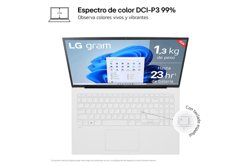 LG gram 15Z90S Windows 11 Home/ Intel Core Ultra 7/ 16GB/ 512GB SSD/ 1,2Kg/ 23h