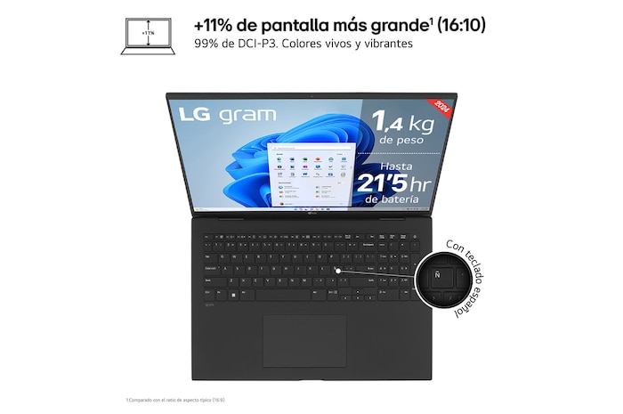 LG gram 17Z90S Windows 11 Home/ Intel Core Ultra 7/ 32GB/ 1TB SSD/ 1,4Kg/ 21,5h, 17Z90S-G.AD89B